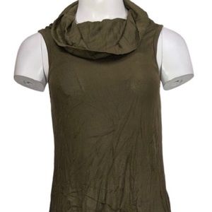 Super Soft Ribbed Olive Green Top NWOT Ultra Flirt Cowl Neck Sleeveless, Size S